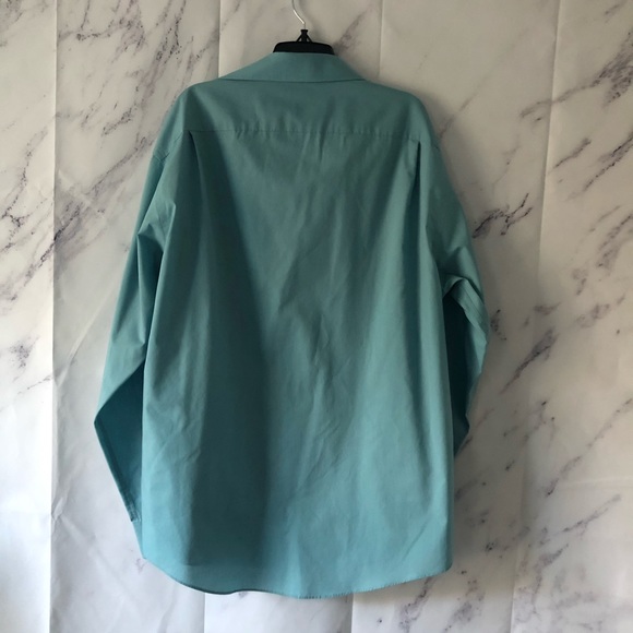 CROFT & BARROW Broadcloth Wrinkle Free Dress Shirt Teal Blue/Green - Picture 2 of 7